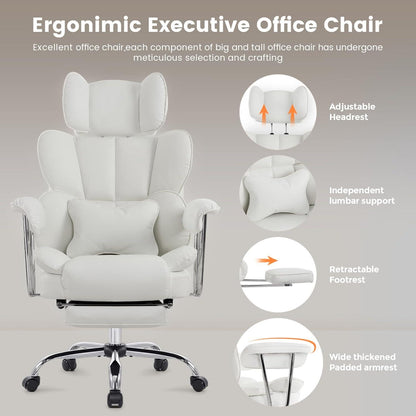 Bürostuhl mit Fußstütze PU Leder ergonomisch 180kg