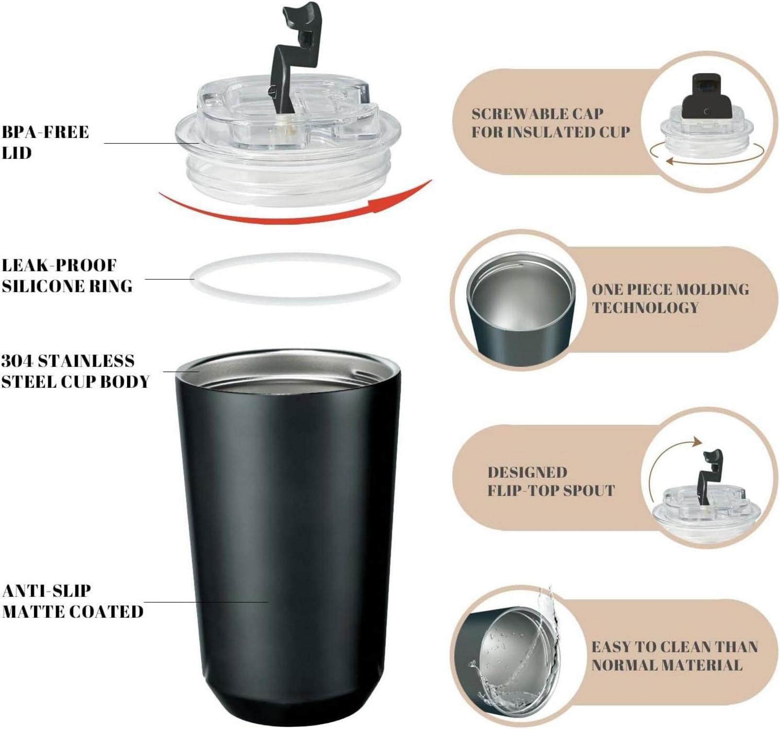 ERBO Kaffeebecher to go 380ml Thermobecher Auslaufsicher