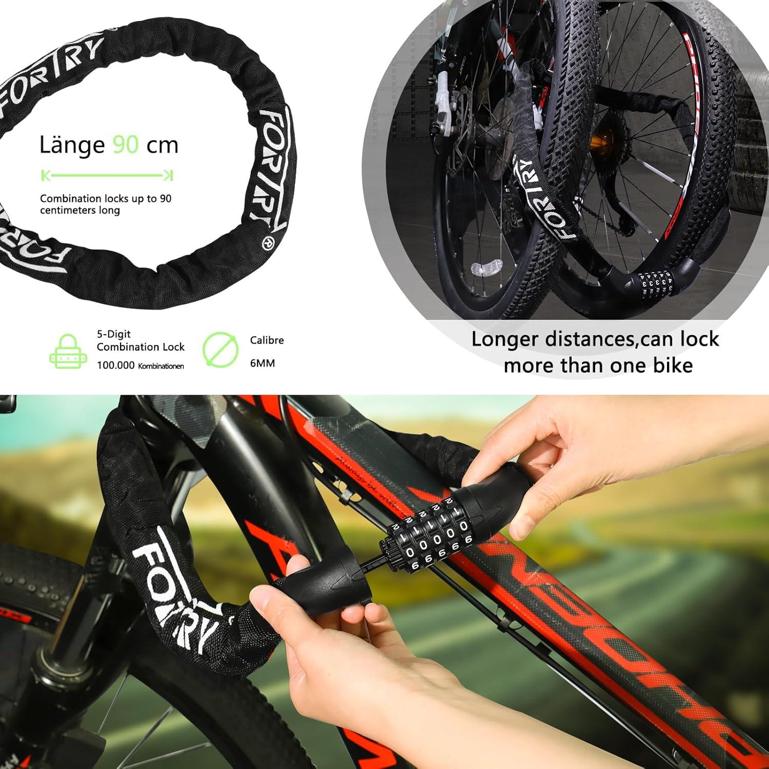 Fahrradschloss Zahlenschloss Anti-Diebstahl Stahlkette 90cm sicher Rennrad Mtb