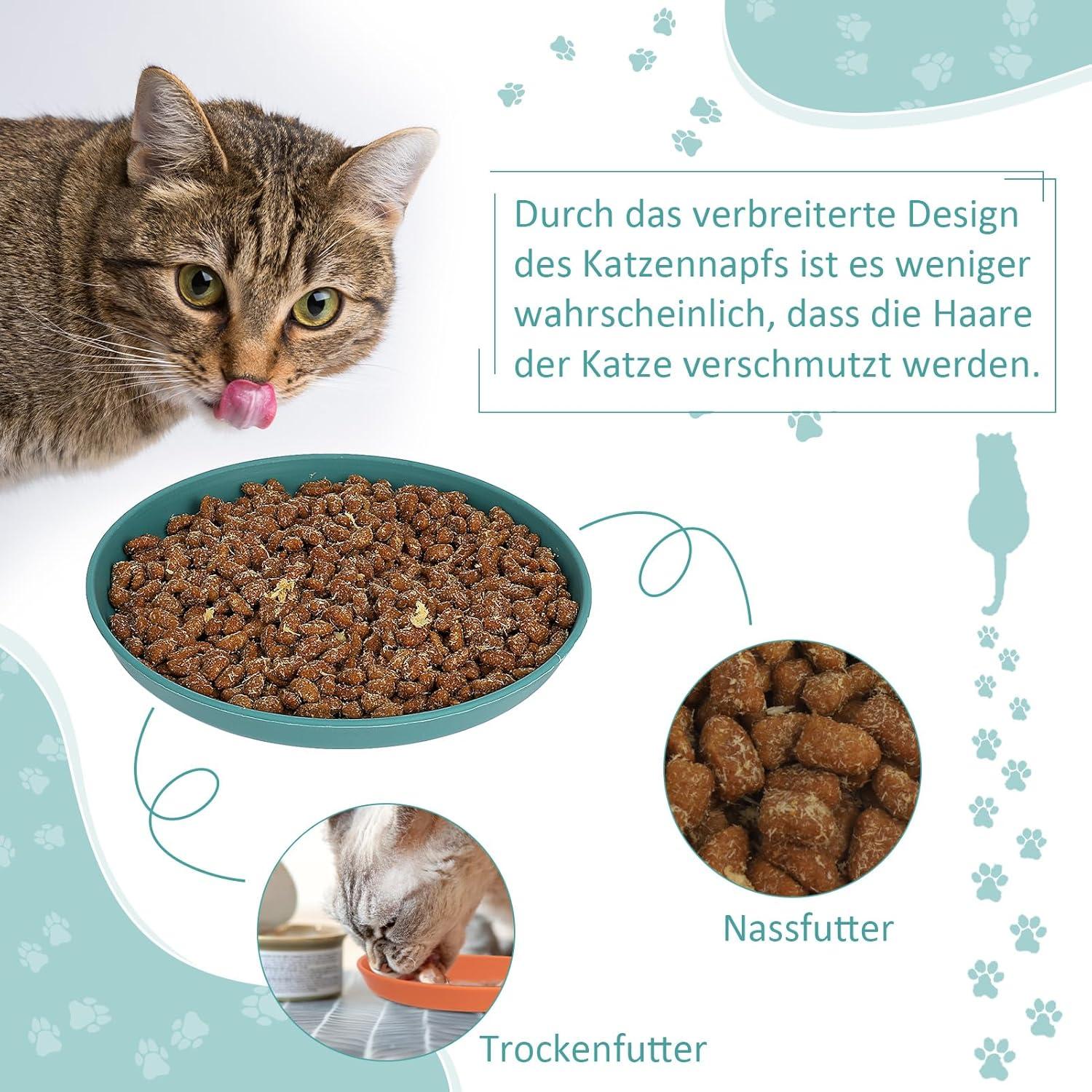 10er Set Bunte Flache Katzennäpfe 5,9 Zoll für Nass & Trockenfutter