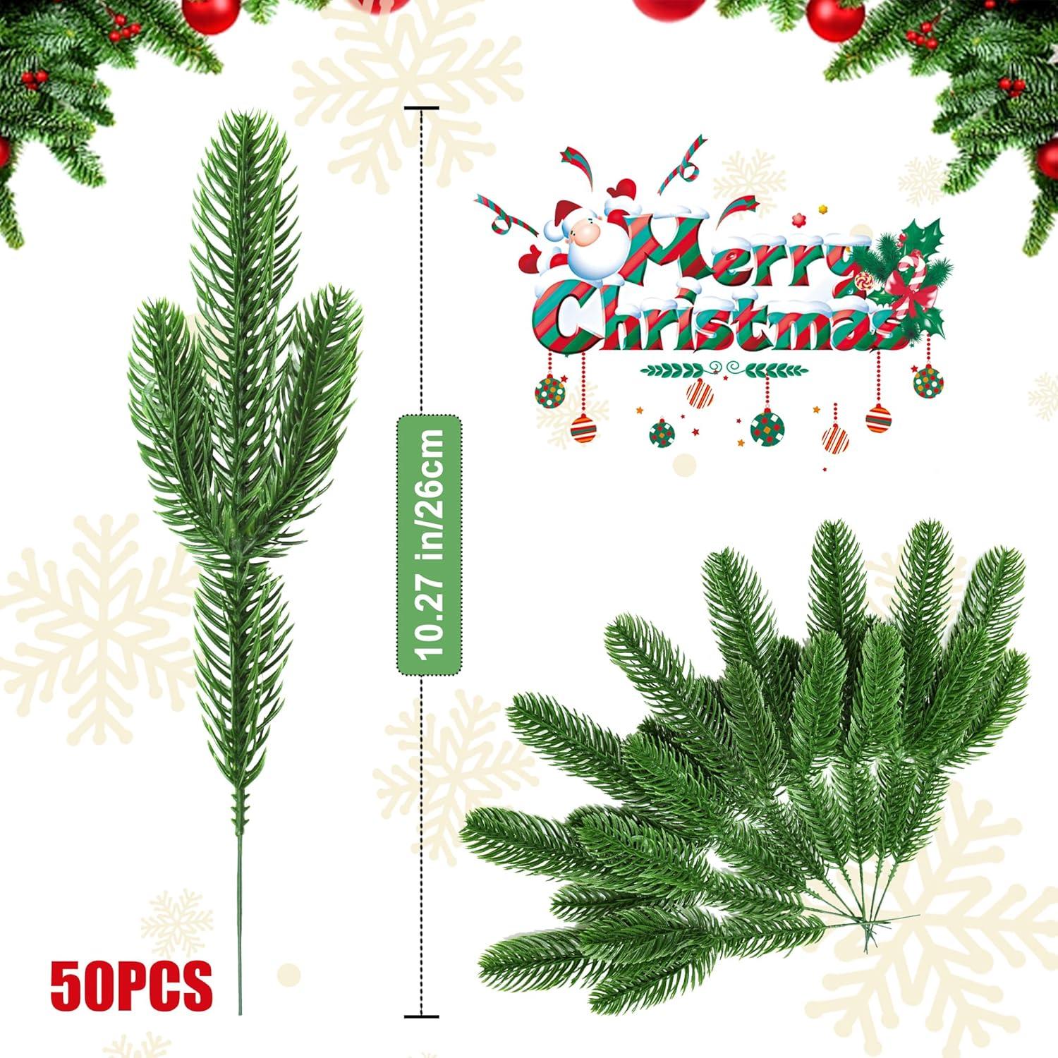 Künstliche Tannenzweige 50 Stück für Weihnachtsdeko DIY