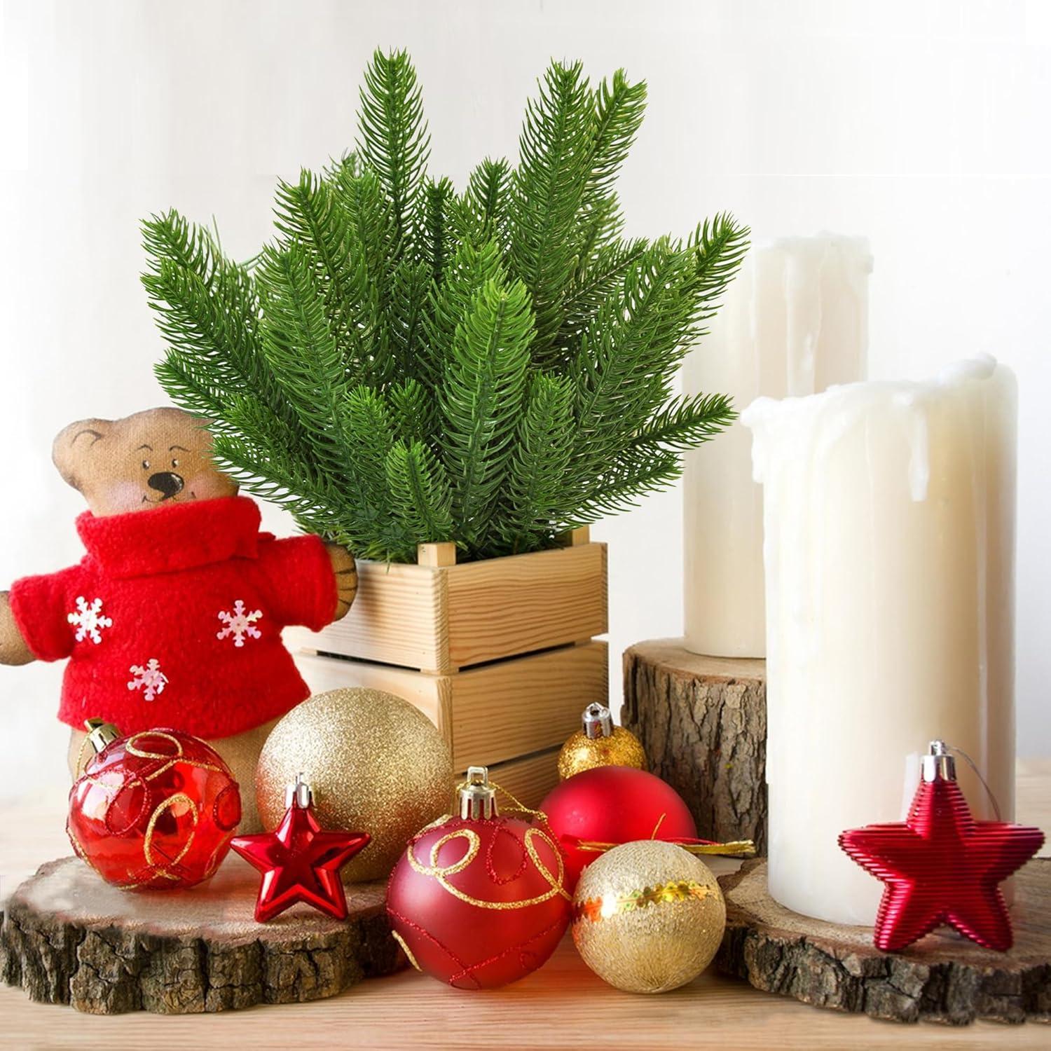 Künstliche Tannenzweige 50 Stück DIY Weihnachtsdeko Grün 26 cm
