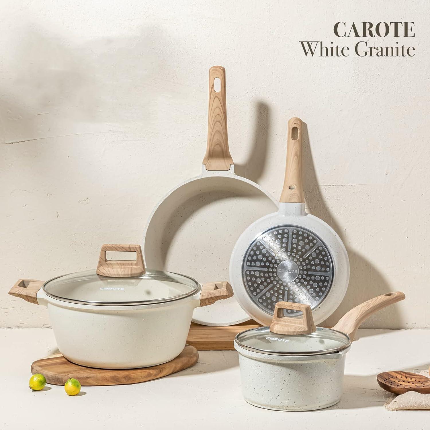 CAROTE 6-TLG Antihaft-Kochgeschirr-Set Pfannen Topfsets, Induktion