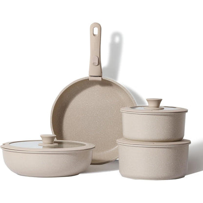 CAROTE Töpfe Pfannen Set 8-teilig abnehmbare Griffe