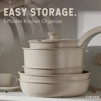 CAROTE Töpfe Pfannen Set 8-teilig abnehmbare Griffe