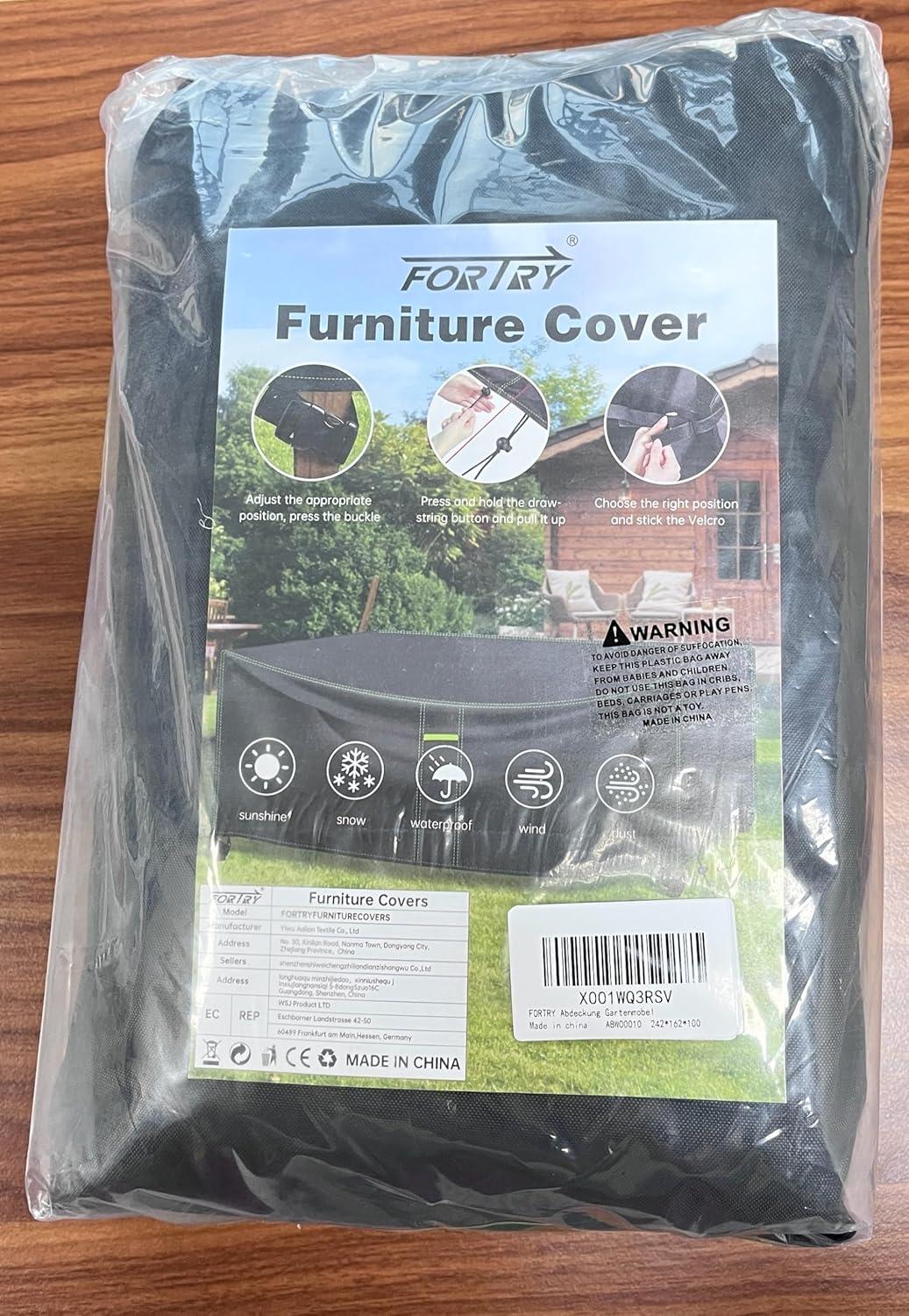 FORTRY Gartenmöbel Abdeckung 242x162x100cm 420D Oxford Wasserdicht