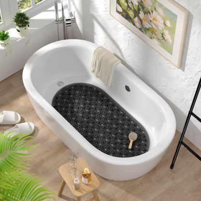 Oval rutschfeste Badewannenmatte mit Saugnäpfen, 68x38 cm, Schwarz