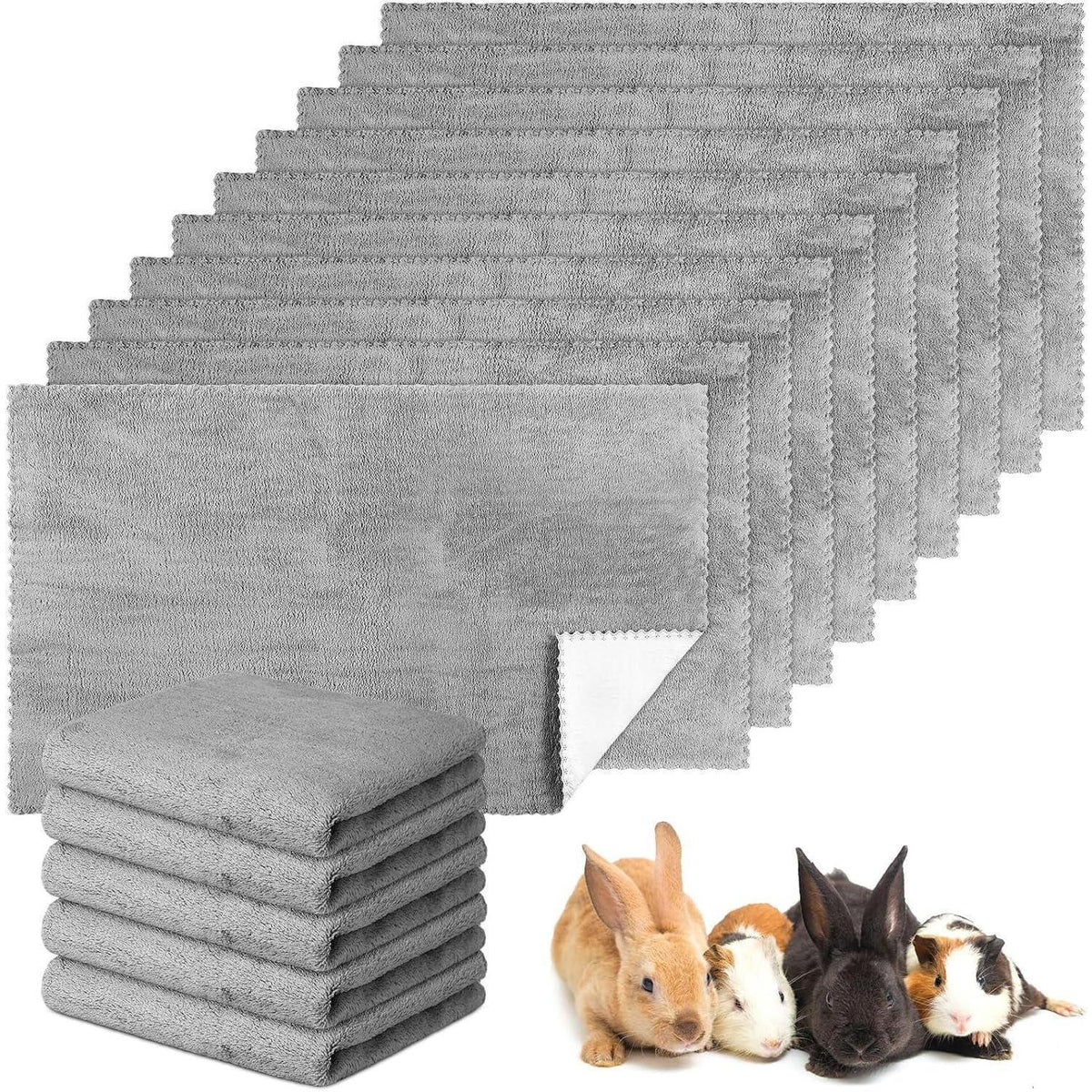 10x Waschbare Kleintierdecken Grau 35x22 Zoll