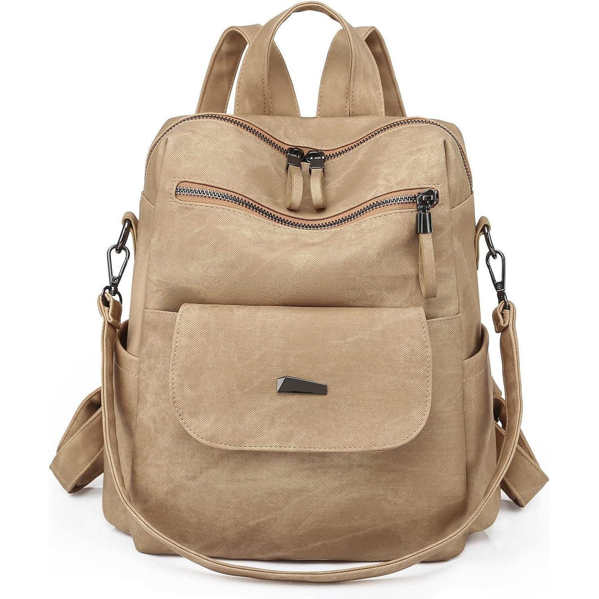 Damen Rucksack Khaki wasserdicht & diebstahlsicher, wandelbar