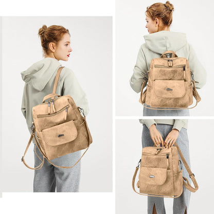 Damen Rucksack Khaki wasserdicht & diebstahlsicher, wandelbar