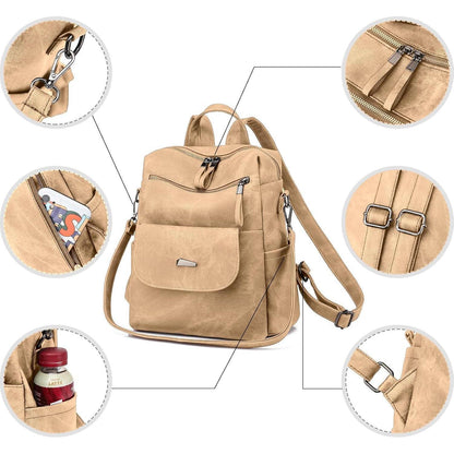 Damen Rucksack Khaki wasserdicht & diebstahlsicher, wandelbar