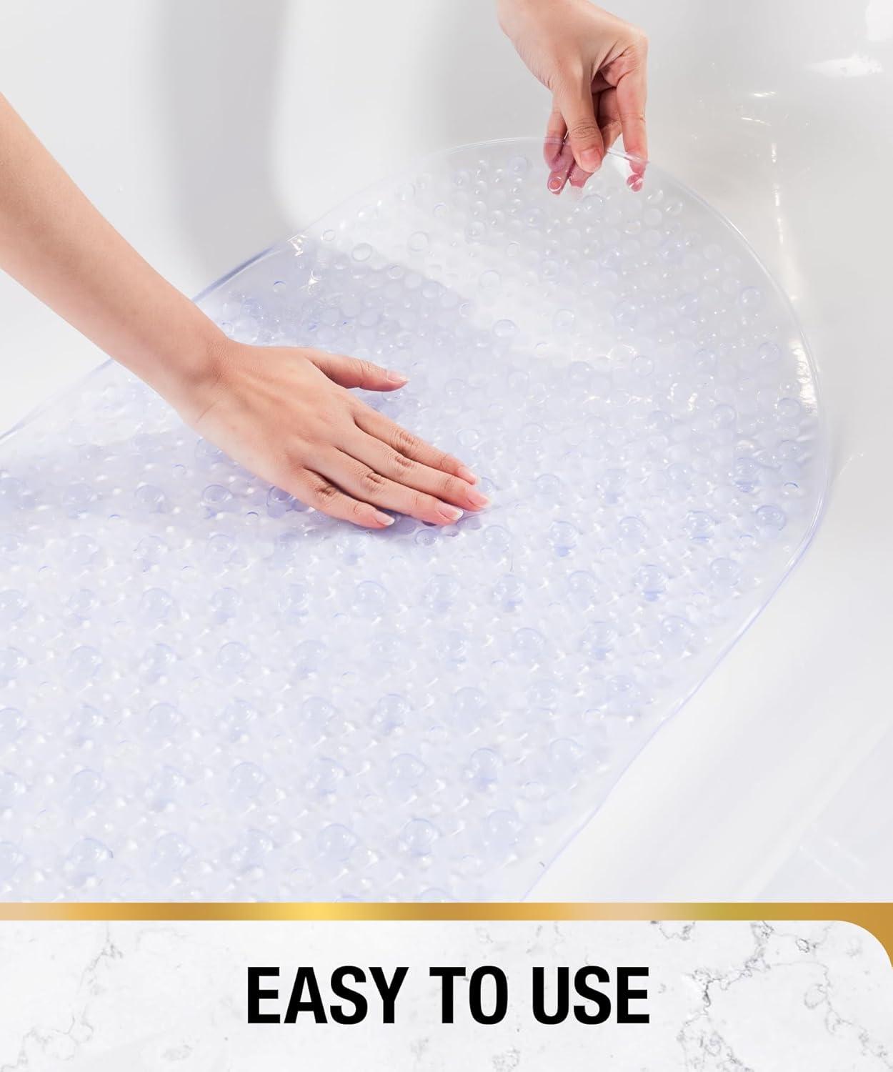 Ovale Badewannenmatte rutschfest 68x38cm Maschinenwaschbar mit Saugnäpfen Schimmelresistent Transparent