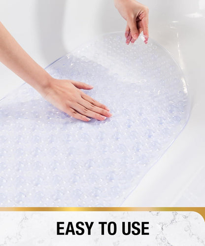 Ovale Badewannenmatte rutschfest 68x38cm Maschinenwaschbar mit Saugnäpfen Schimmelresistent Transparent