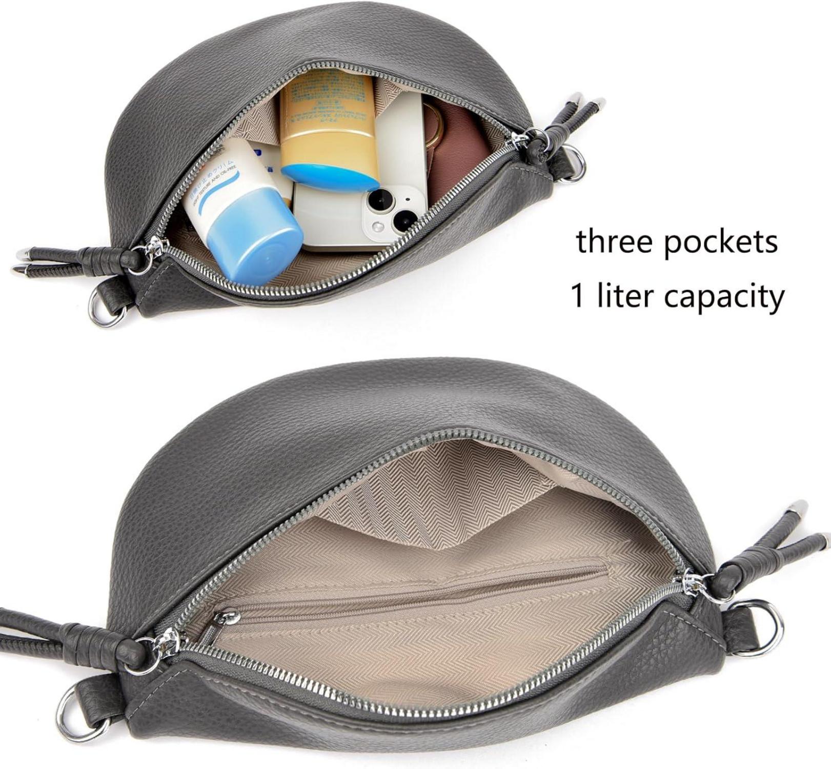 Atgbiem Umhängetasche Damen Bauchtasche Crossbody Bag Dunkelgrau