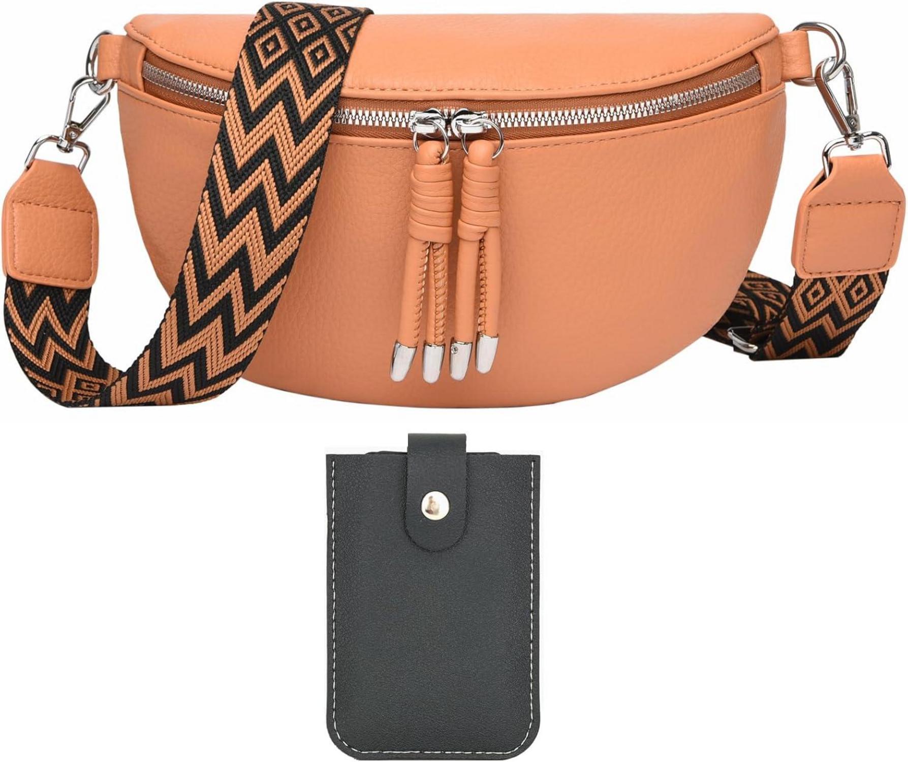 Umhängetasche Damen Stylisch Crossbody Bag Breiter Gurt Dunkelgrau