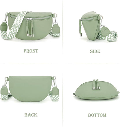 Umhängetasche Damen Bauchtasche Crossbody Bag Breiter Gurt