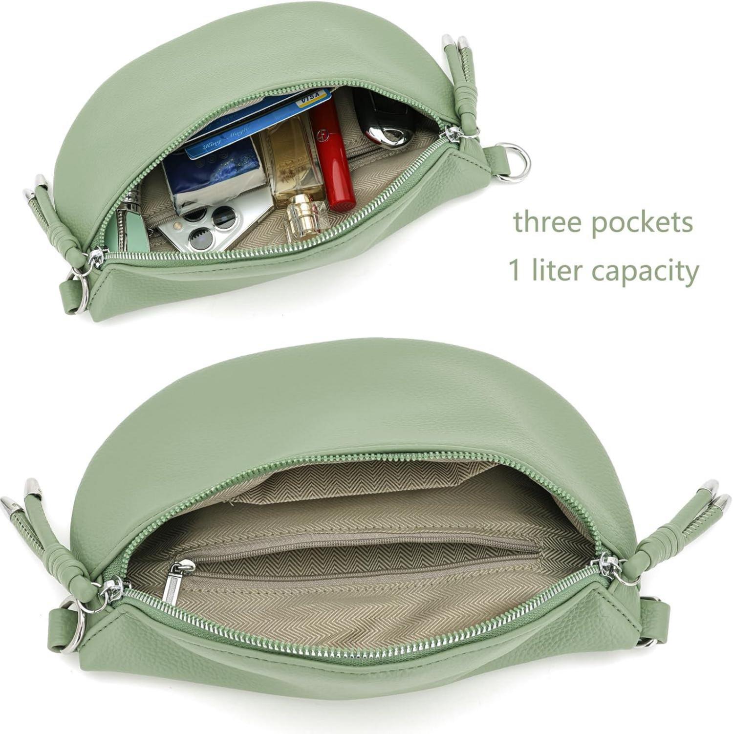 Umhängetasche Damen Bauchtasche Crossbody Bag Breiter Gurt Dunkelgrau