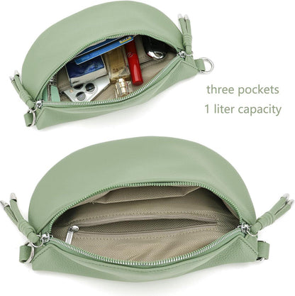 Umhängetasche Damen Bauchtasche Crossbody Bag Breiter Gurt Dunkelgrau