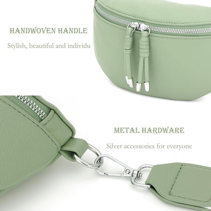 Umhängetasche Damen Bauchtasche Crossbody Bag Breiter Gurt Dunkelgrau