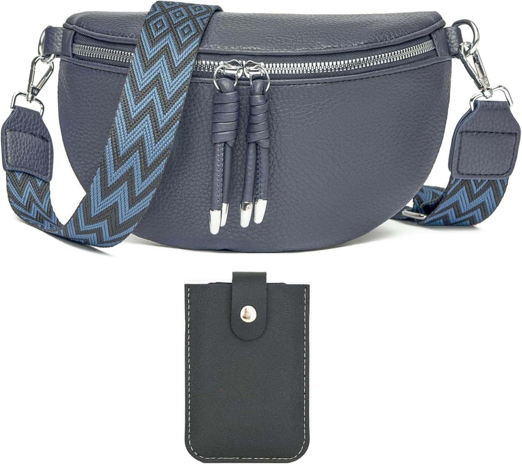 Umhängetasche Damen Crossbody Bag Leder Dunkelgrau mit