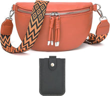 Leder Umhängetasche Damen Crossbody Bag Breiter Gurt Dunkelgrau