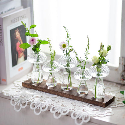 Mini Glas Pilz Vasen Set 5-tlg. für Tischdeko Transparent