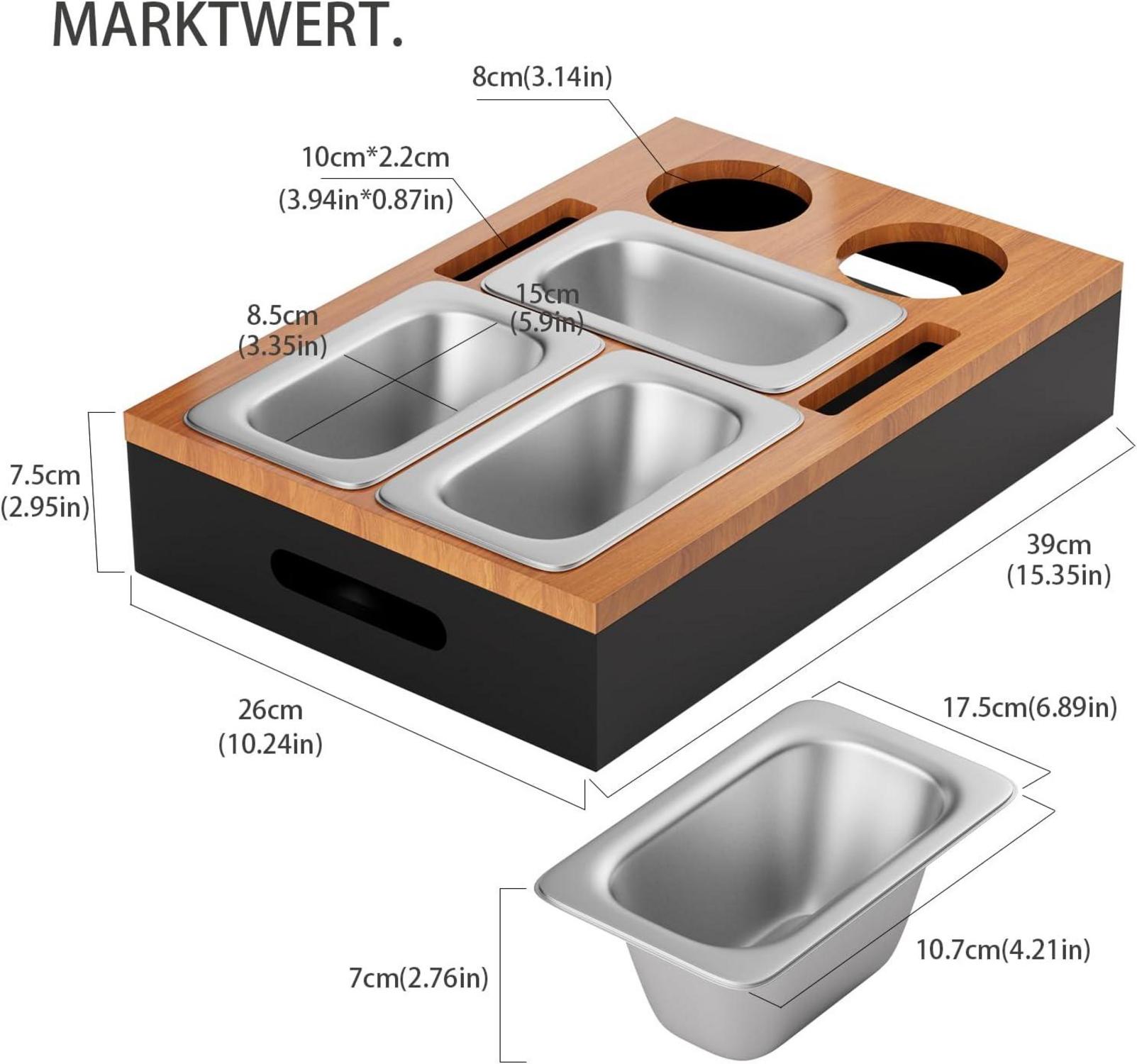 Sofa Organizer mit Snackschalen und Lagerplätzen in Holzoptik