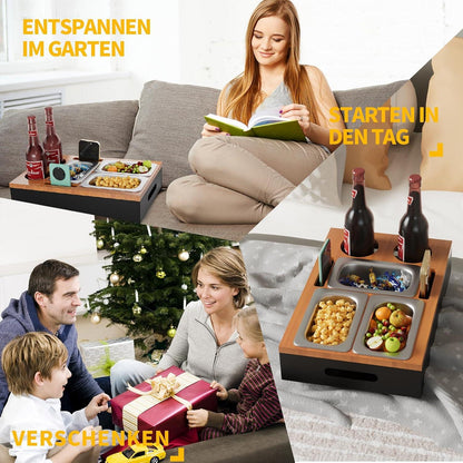 Couchbar Organizer für Sofa Beistelltisch Holz Bier Geschenke Männer