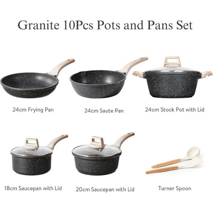 CAROTE Granit Antihaft-Töpfe und Pfannen-Set - Hohe
