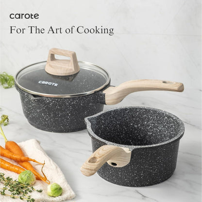 CAROTE Granit Antihaft-Töpfe und Pfannen-Set - Hohe