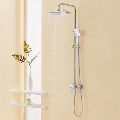 Höhenverstellbare Duscharmatur Komplettset mit Regendusche & Handbrause