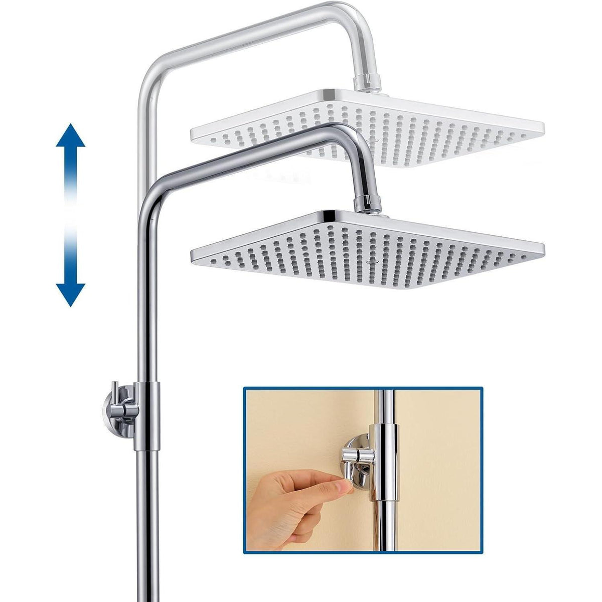 Höhenverstellbare Duscharmatur Komplettset mit Regendusche & Handbrause