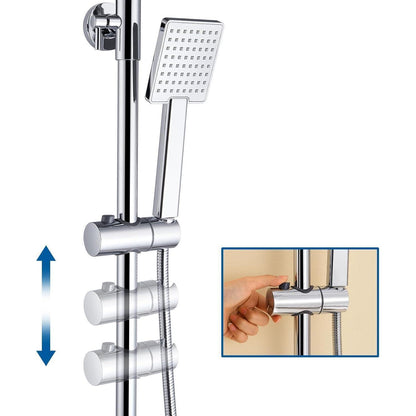 Höhenverstellbare Duscharmatur Komplettset mit Regendusche & Handbrause