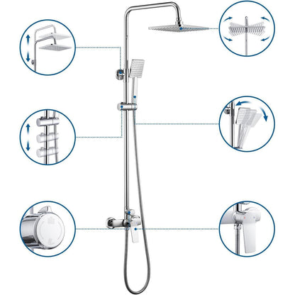 Höhenverstellbare Duscharmatur Komplettset mit Regendusche & Handbrause