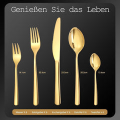 Goldenes Besteck Set 6 Personen, 30-teilig Edelstahl