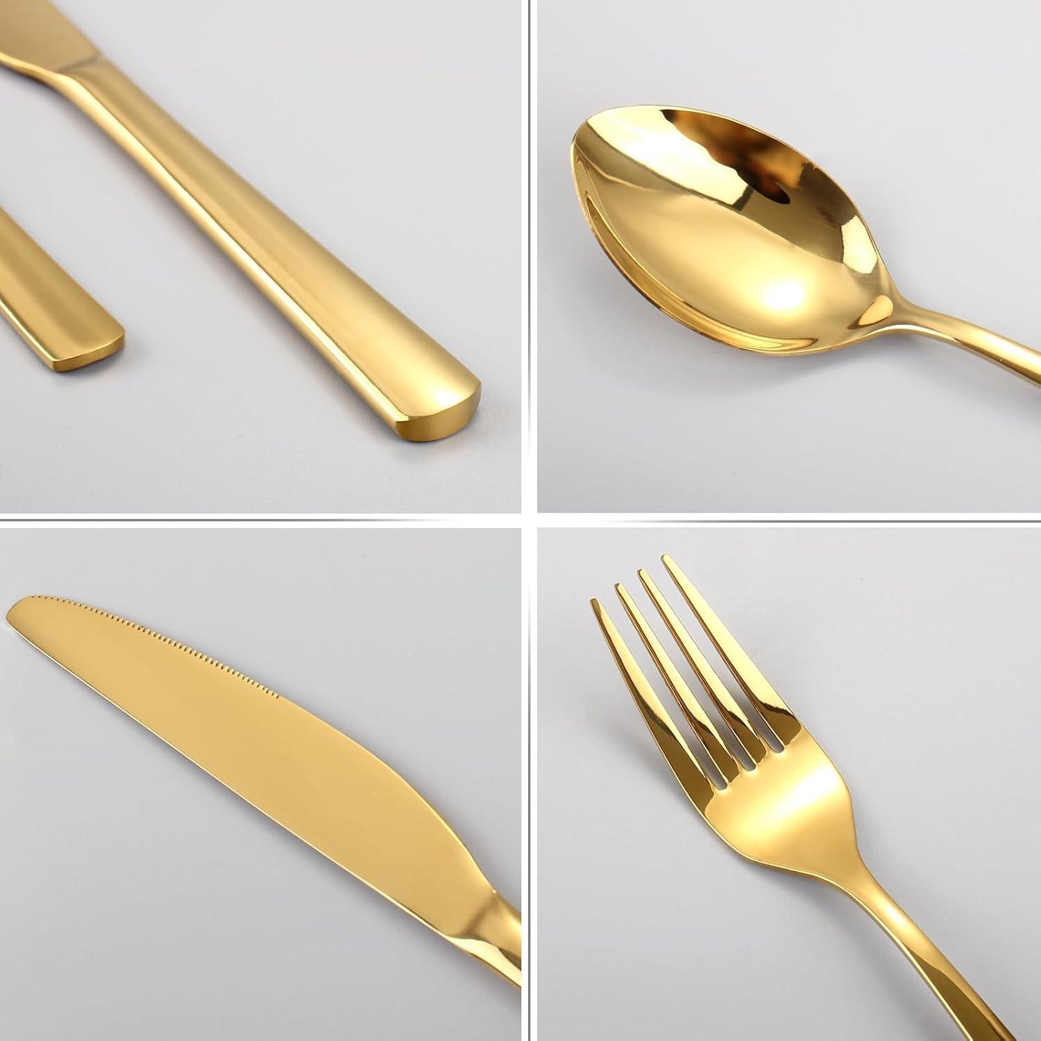30-teiliges Goldenes Besteckset für 6 Personen Edelstahl Spülmaschinenfest