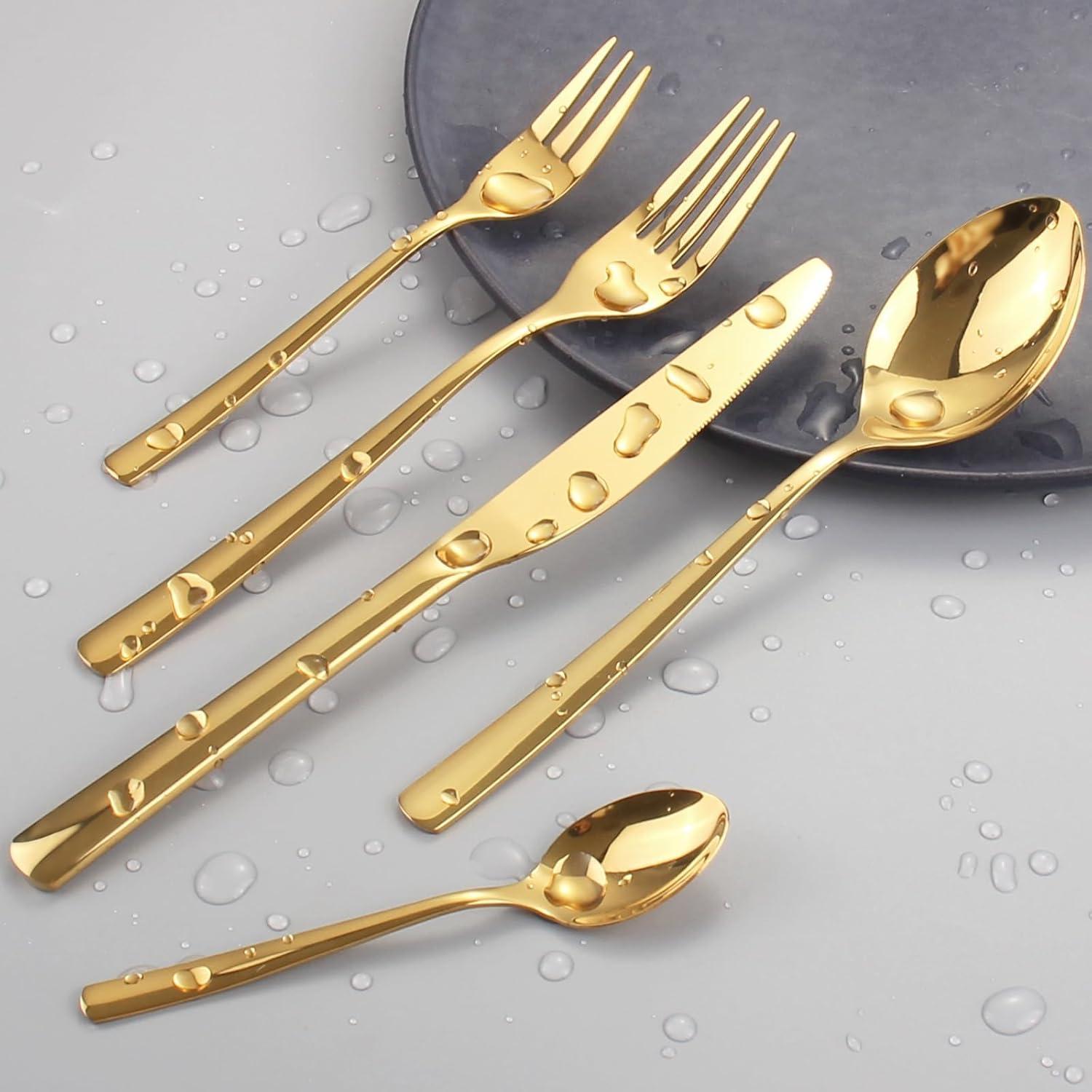 Goldenes Besteck Set 6 Personen 30 teilig Edelstahl Glänzend