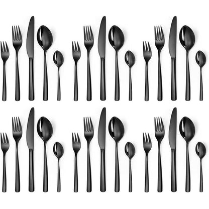 Besteckset Edelstahl Schwarz 30-teilig für 6 Personen