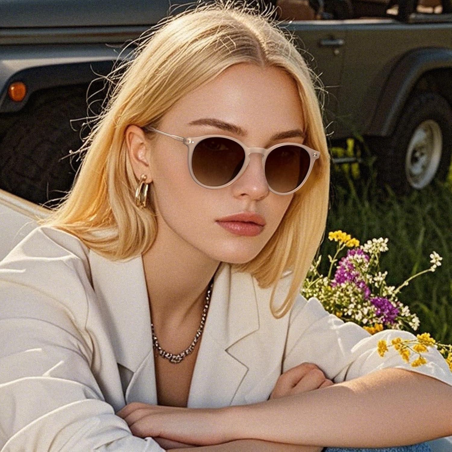 Polarisierte Sonnenbrille Rund UV400 Schutz Vintage Stil