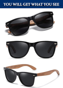 Polarisierte Sonnenbrille Herren Damen UV-Schutz Holzrahmen