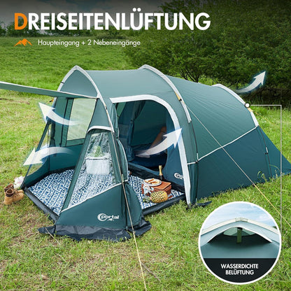 3 Personen Camping Zelt wasserdicht 3000mm mit Vorzelt Fenster