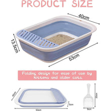 Faltbare Katzentoilette Flach Groß Blau 53*40*13.5cm