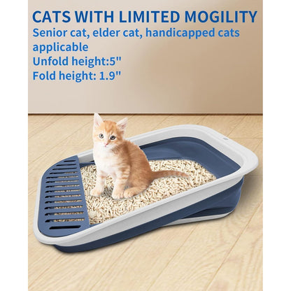 Faltbare Katzentoilette Flach Groß Blau 53*40*13.5cm