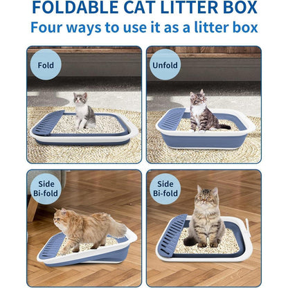 Faltbare Katzentoilette Flach Groß Blau 53*40*13.5cm