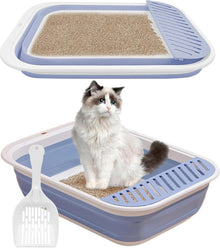 Katzentoilette Flach Groß 53*40*13.5CM Blau