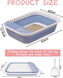 Faltbare Katzentoilette Flach Groß Blau 53*40*13.5cm