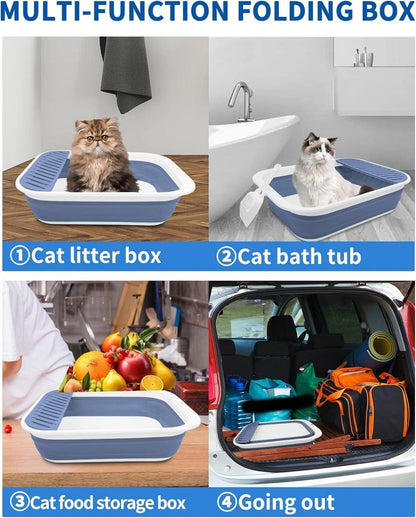 Katzentoilette Groß Flach mit Schaufel Niedrig Reisetoilette Faltbar