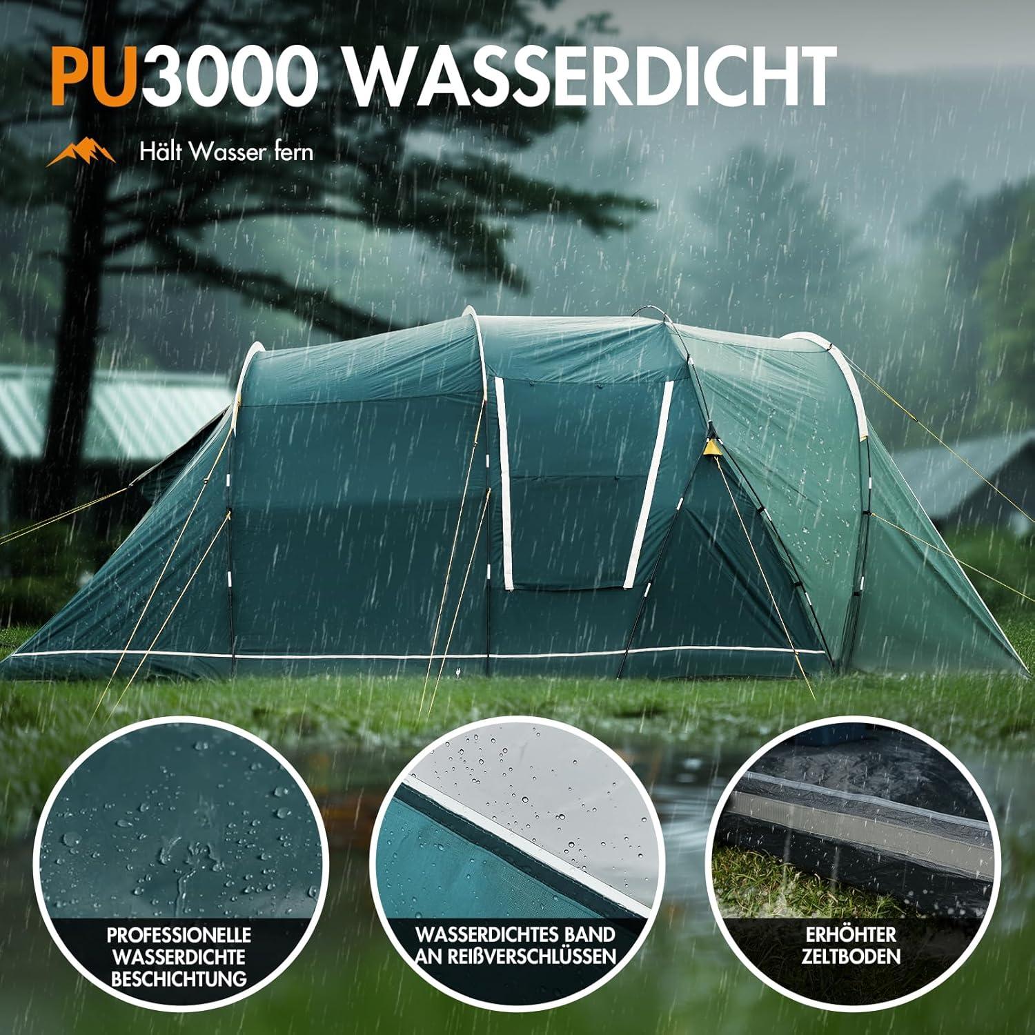 Portal Zelt 5-6 Personen Tunnelzelt Wasserdicht Campingzelt Stehhöhe