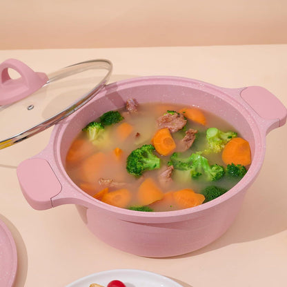 JEETEE Wesentlich 23tlg. Topf Pfannen Set Antihaft Induktion Pink
