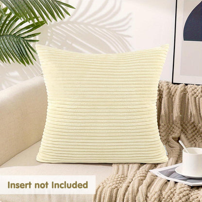 Beige Kordsamt Kissenbezug 45x45cm 2er Set Deko Sofa Zierkissen